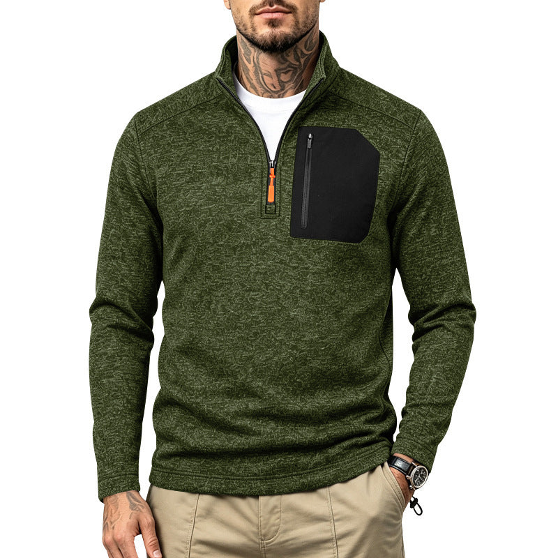 Men's Colour-Block Fleece Half-Zip Sweatshirt