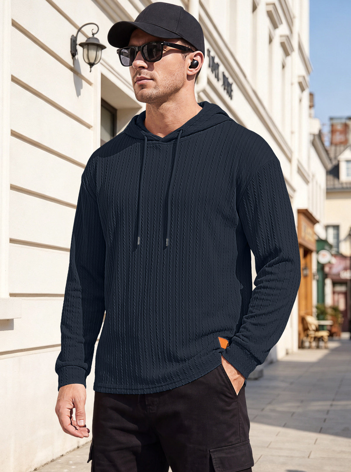 Men's Textured Henley Button-Neck Pullover