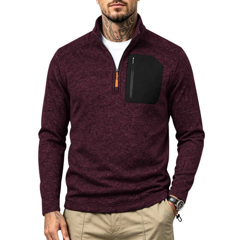 Men's Colour-Block Fleece Half-Zip Sweatshirt