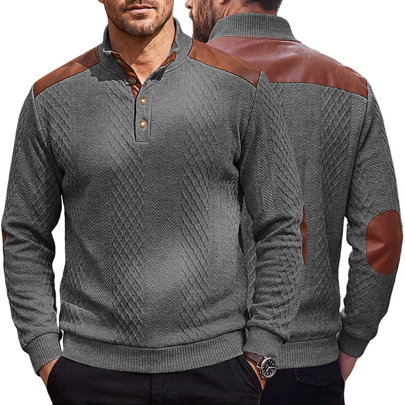 Men's Textured Panel Long-Sleeve Pullover