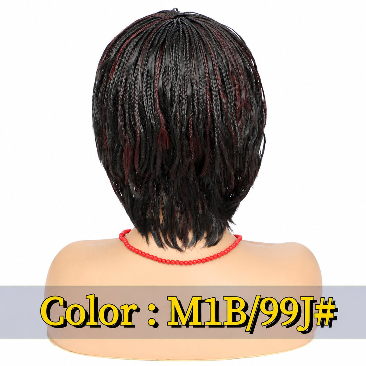 Short Hand-Braided Wig with Stretch Mesh Cap