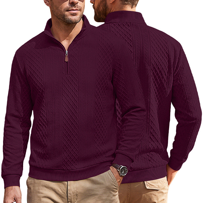 Men's Diamond-Jacquard Zip-Collar Pullover