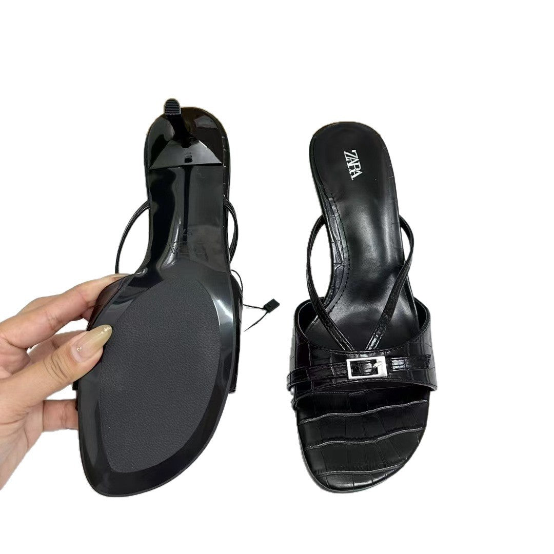 Women's Textured Thong Stiletto Sandals