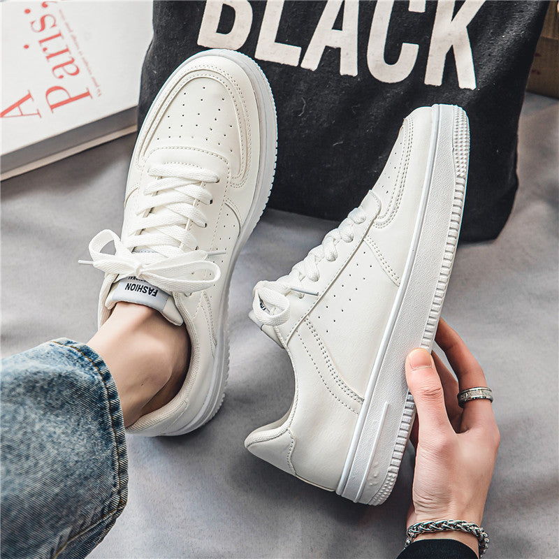 Men's White Casual Lace-Up Sneakers