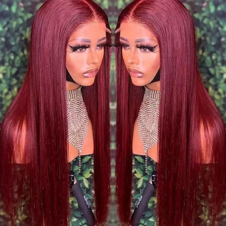 Middle-Part Long Straight Synthetic Lace Front Wig