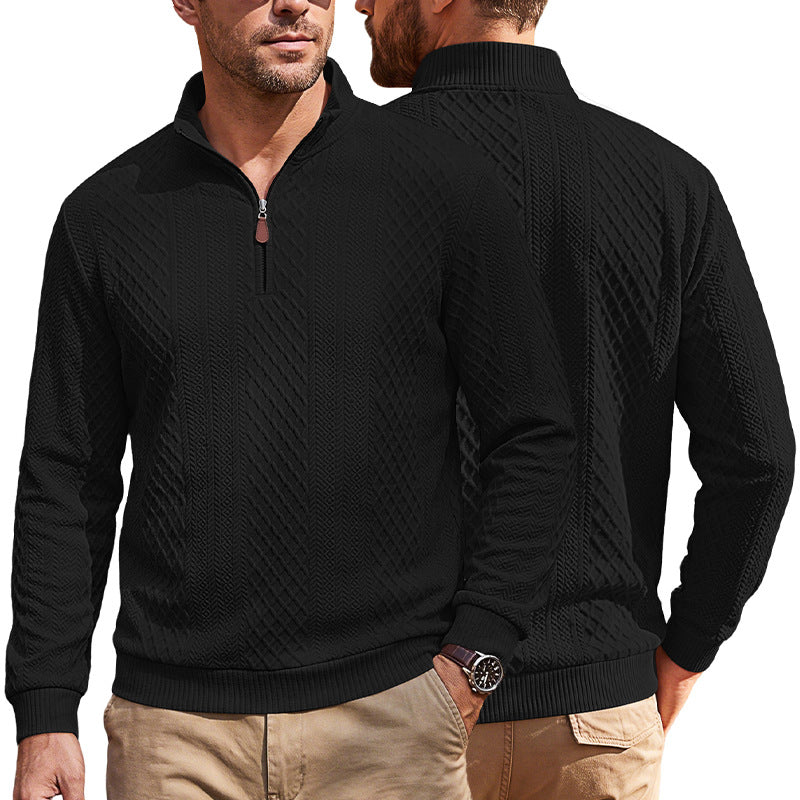 Men's Diamond-Jacquard Zip-Collar Pullover