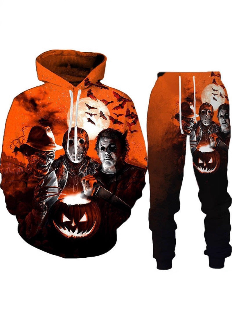 Men's Halloween Graphic Hoodie and Pants Set