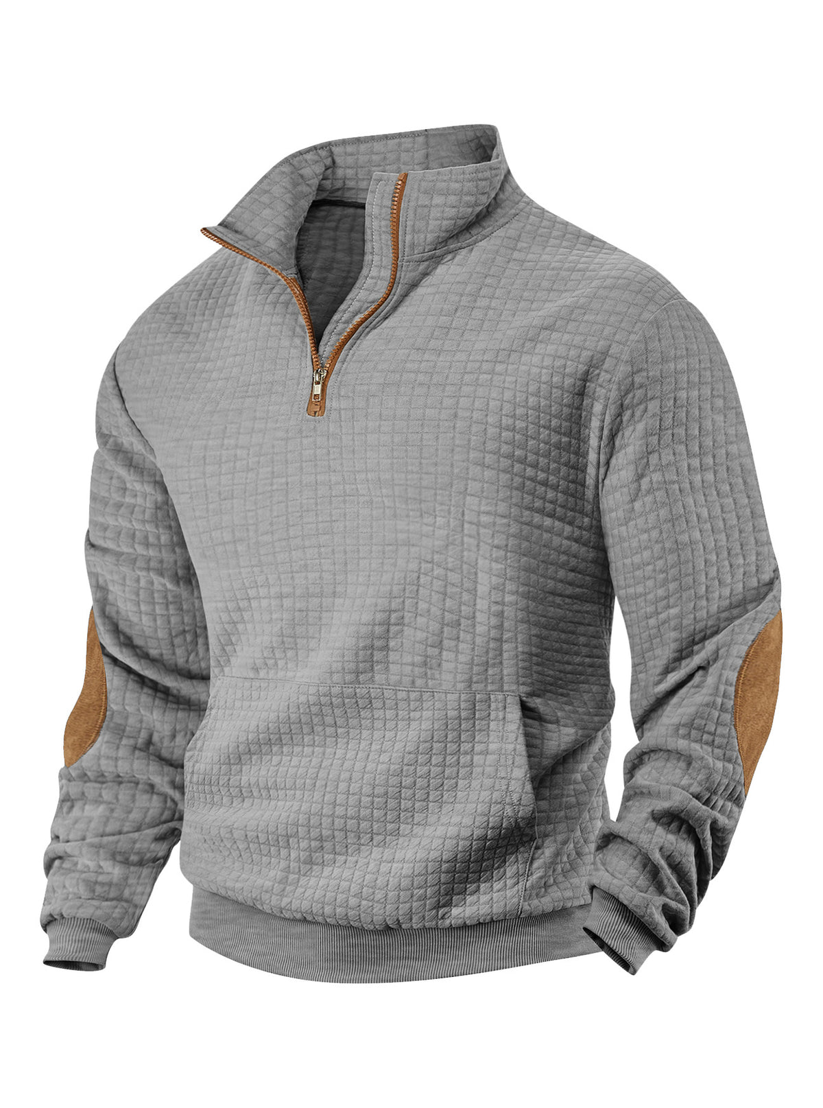 Men's Square-Jacquard Zip-Neck Sweatshirt