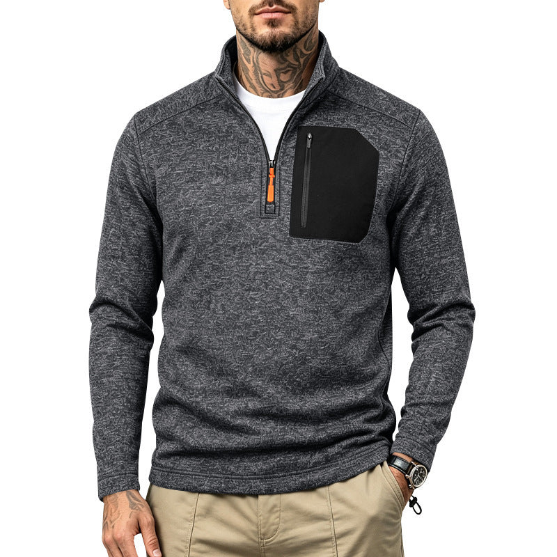 Men's Colour-Block Fleece Half-Zip Sweatshirt