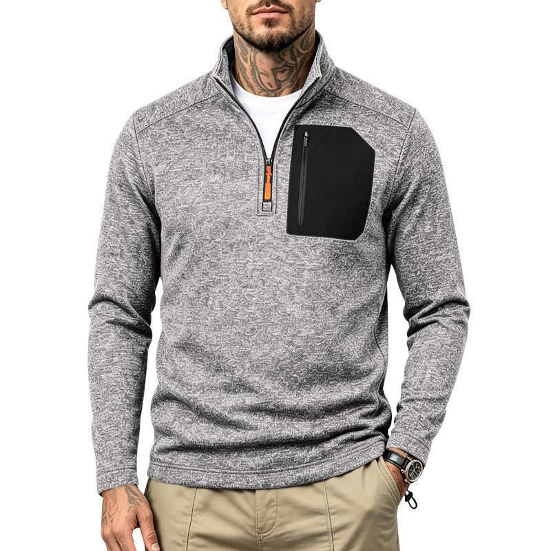 Men's Colour-Block Fleece Half-Zip Sweatshirt