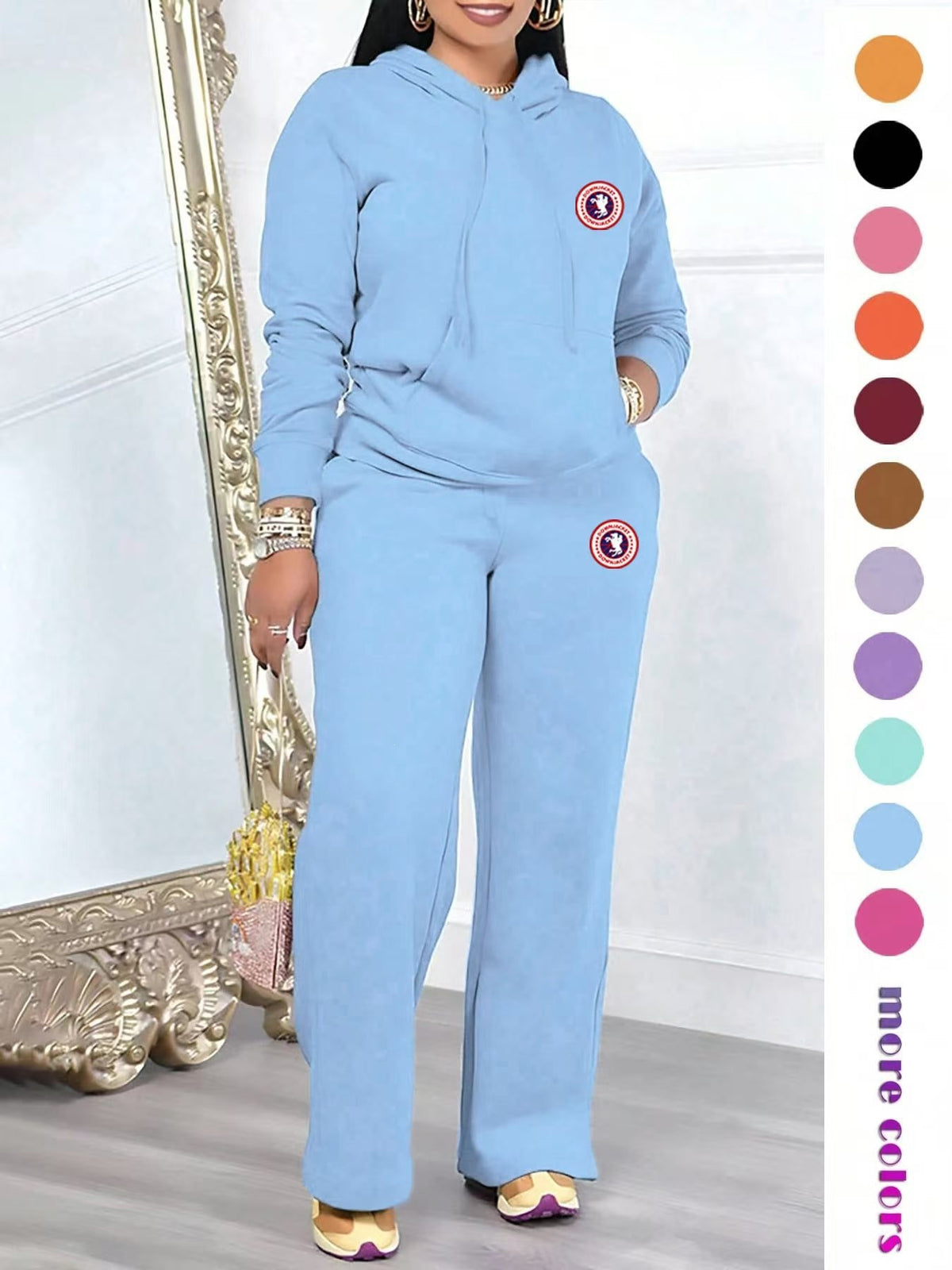 Graphic Hoodie and Casual Pants Set