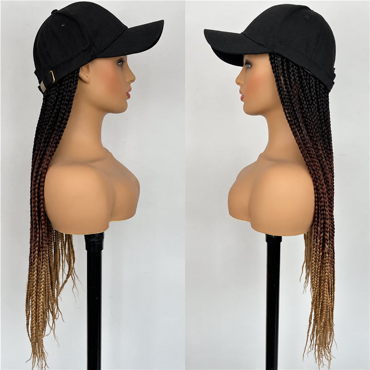 Three-Strand Braided Wig with Integrated Baseball Cap
