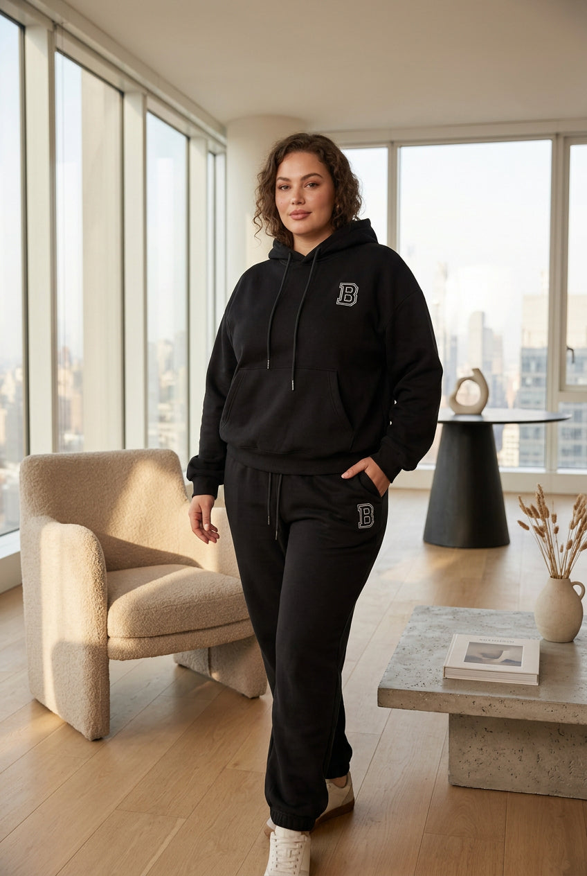 Graphic Hoodie and Casual Pants Set