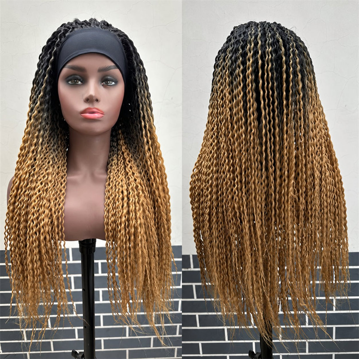 26-Inch Curly Braided Headband Wig