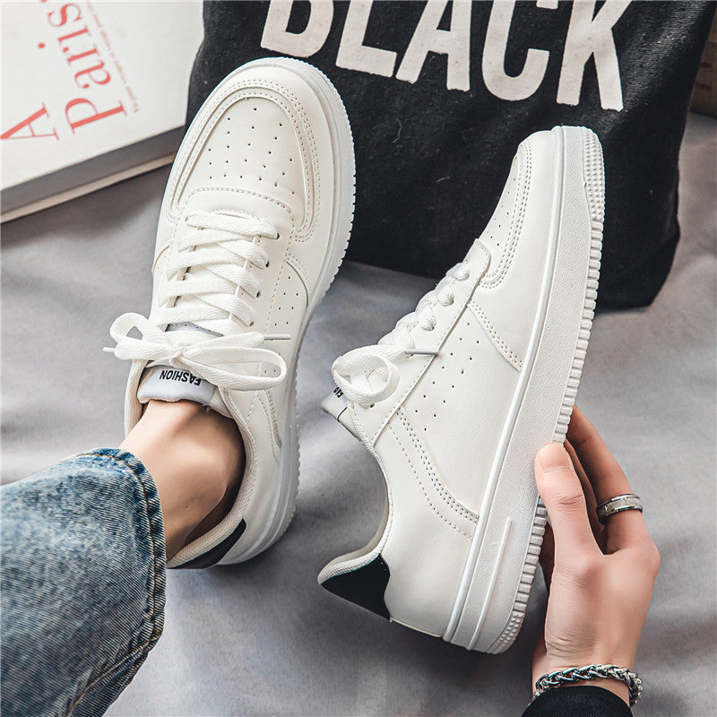 Men's White Casual Lace-Up Sneakers
