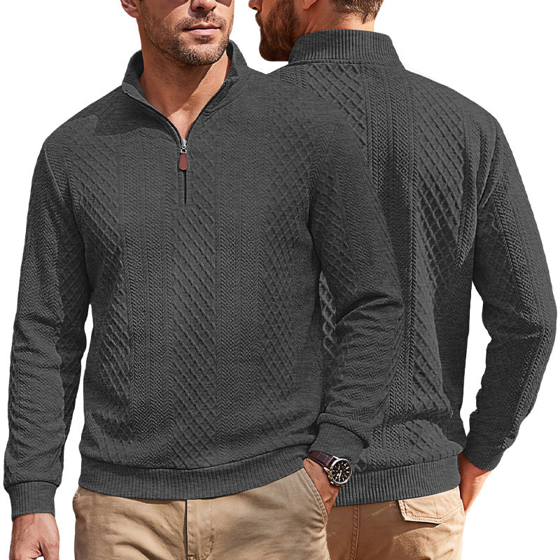 Men's Diamond-Jacquard Zip-Collar Pullover