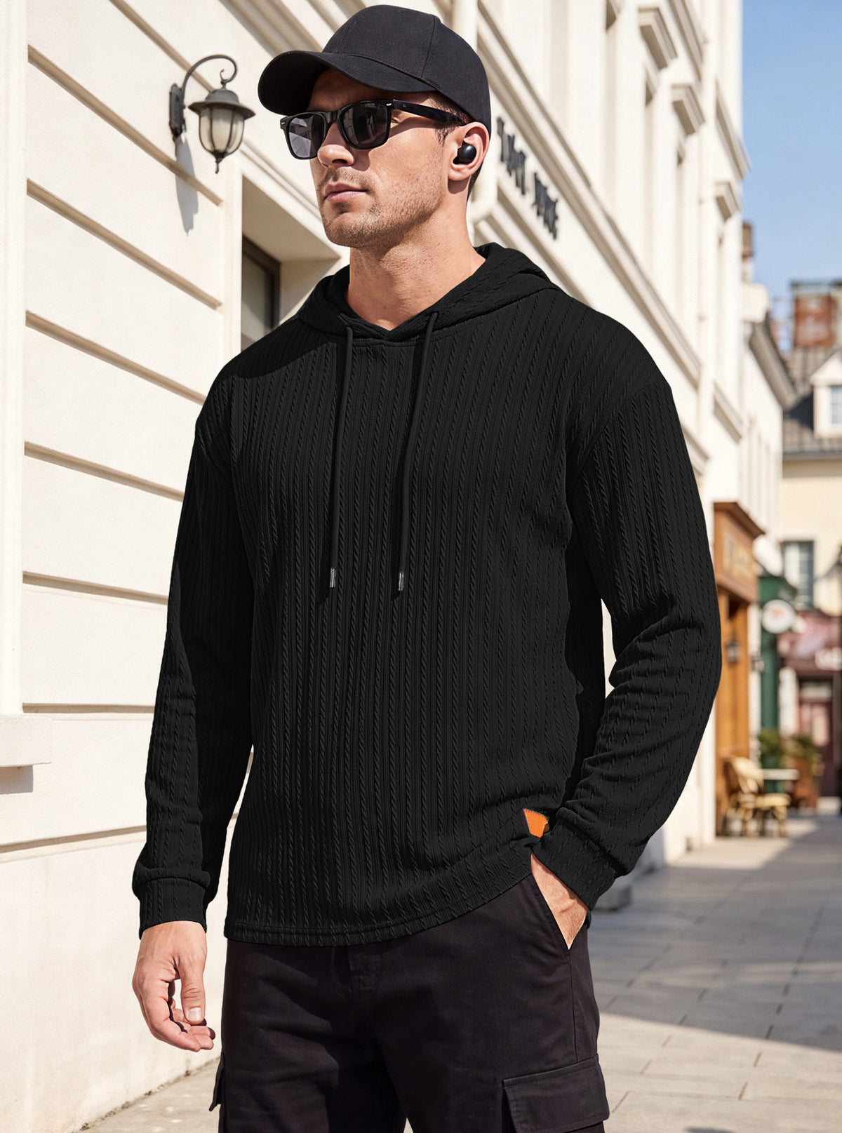 Men's Textured Henley Button-Neck Pullover