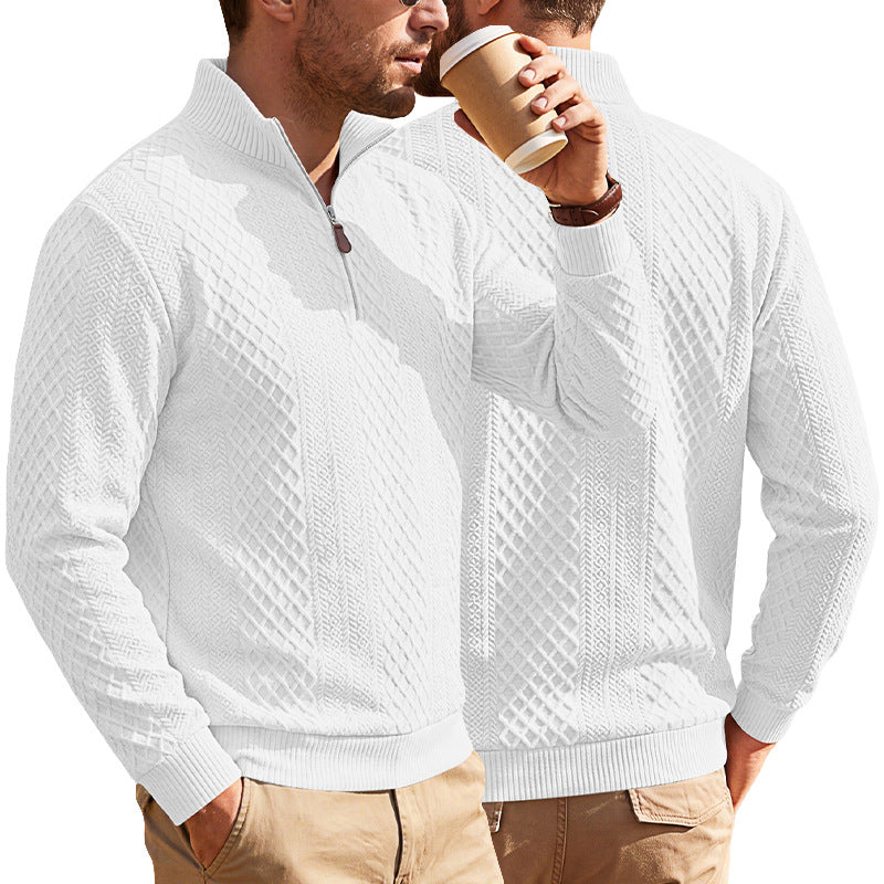 Men's Diamond-Jacquard Zip-Collar Pullover