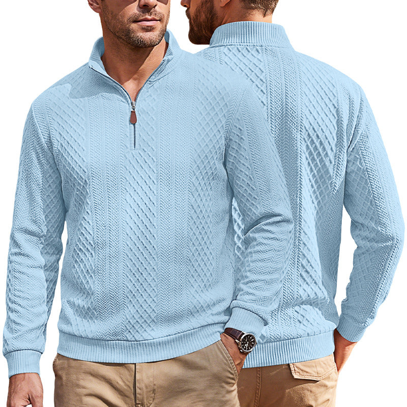 Men's Diamond-Jacquard Zip-Collar Pullover