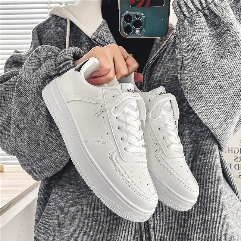 Men's White Casual Lace-Up Sneakers