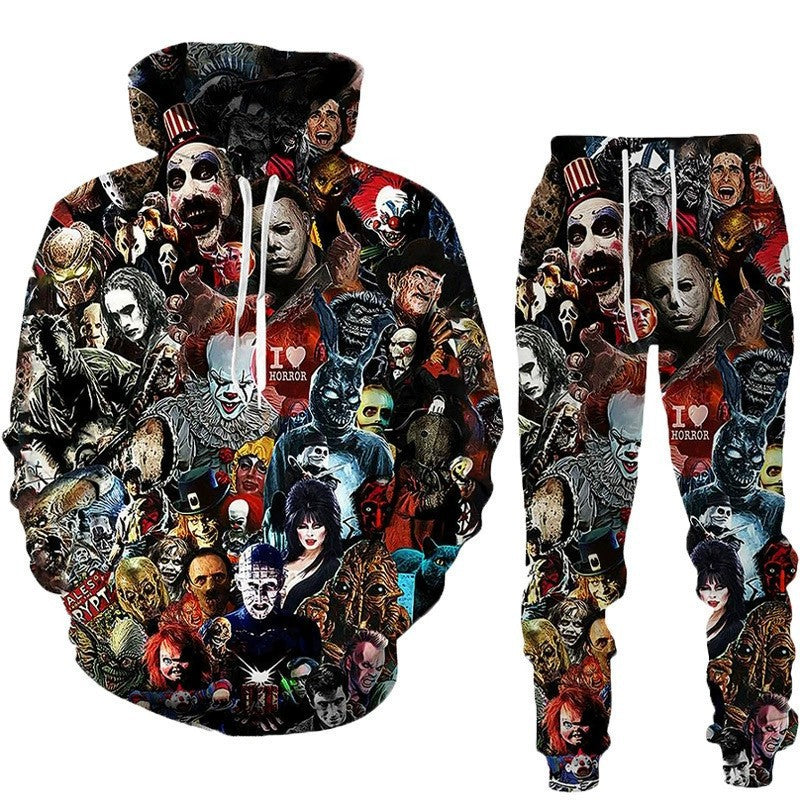 Men's Halloween Graphic Hoodie and Pants Set