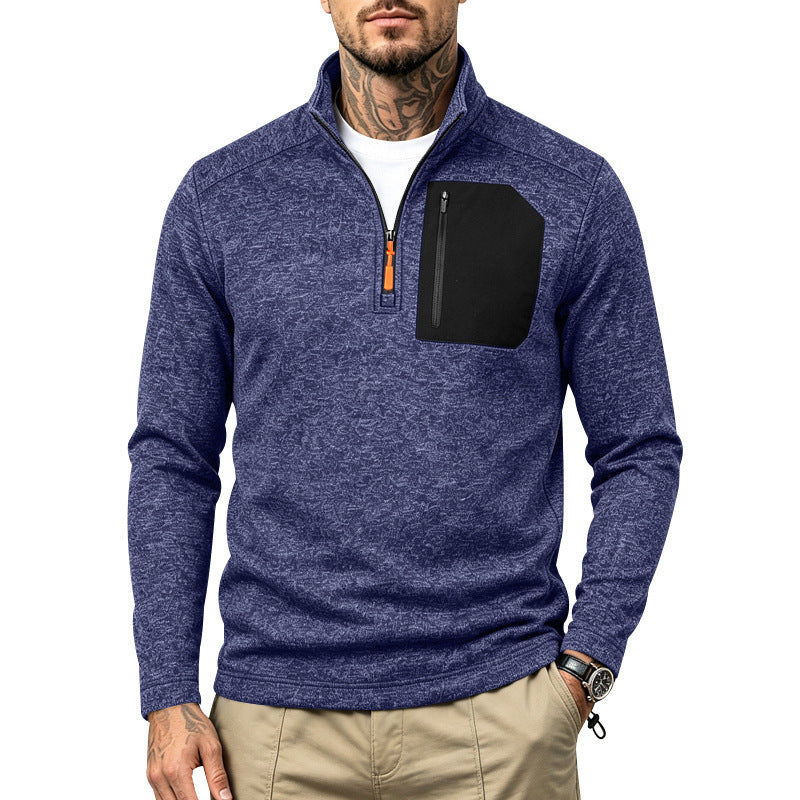 Men's Colour-Block Fleece Half-Zip Sweatshirt