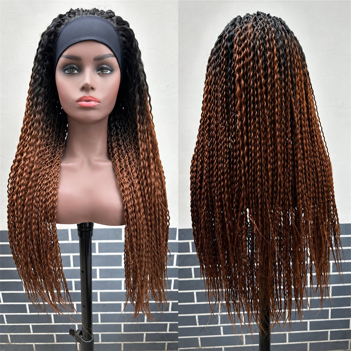 26-Inch Curly Braided Headband Wig