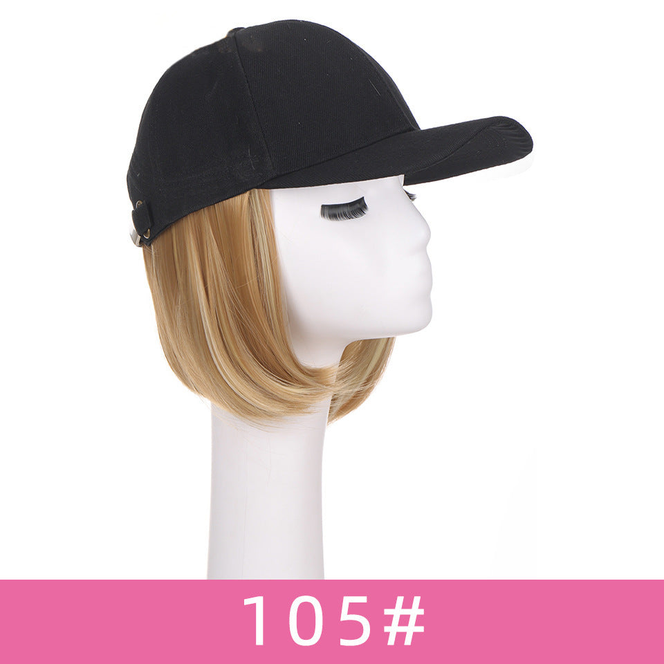 Wavy Bob Wig with Integrated Baseball Cap