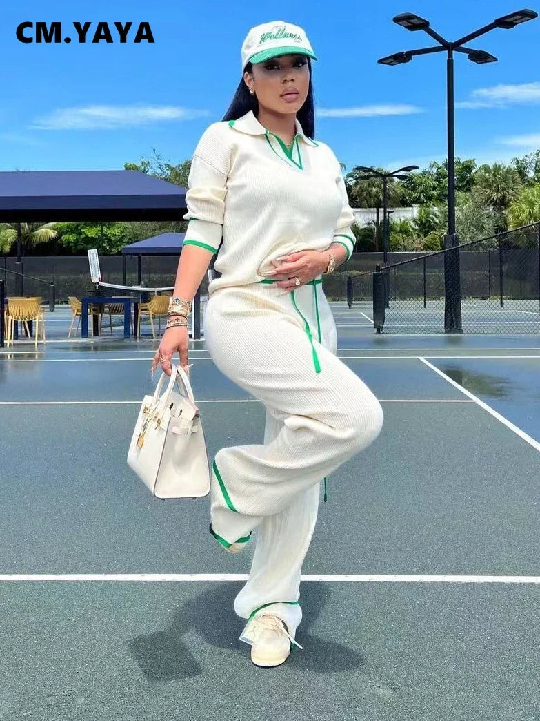 Women's Knitted Pullover & Wide-Leg Pants Set
