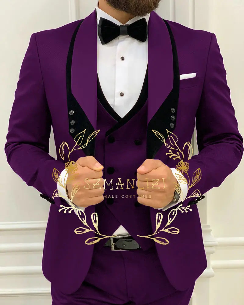 Men's Royal Blue 3-Piece Slim Fit Suit Set — product view