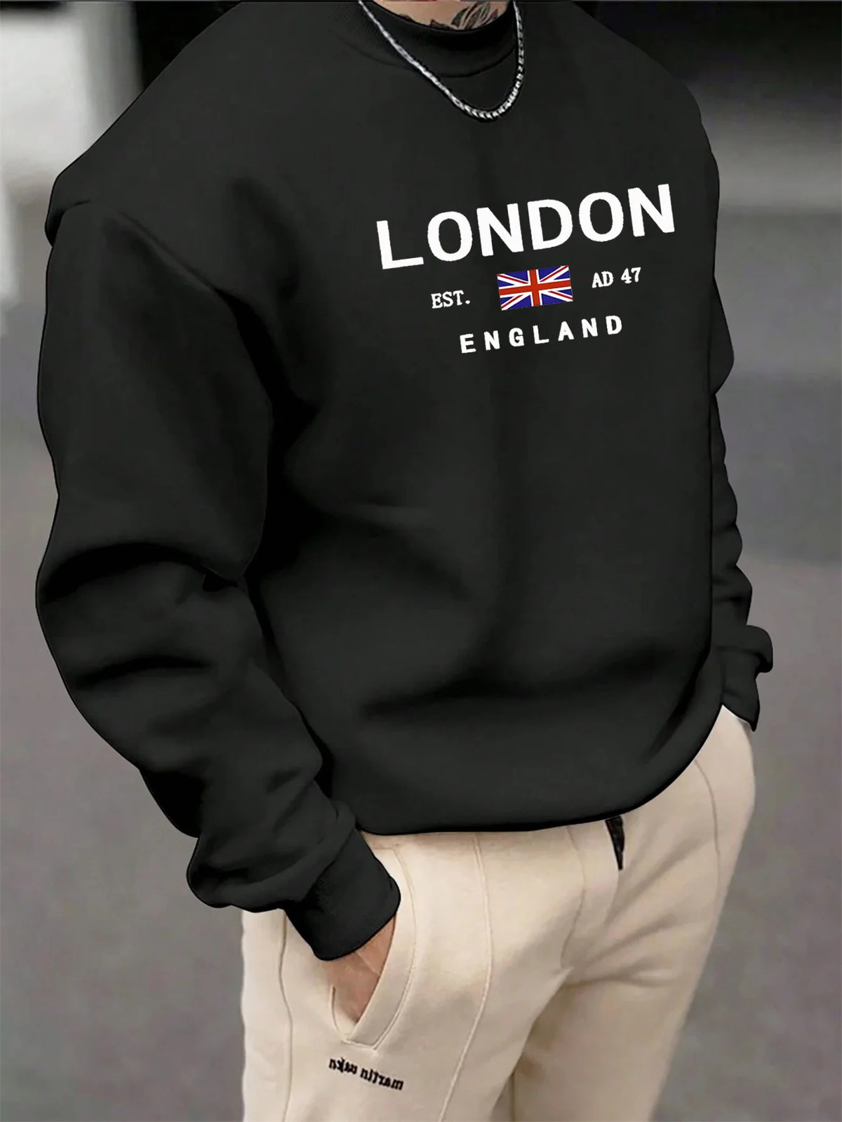 Men's Letter Print Crew-Neck Sweatshirt