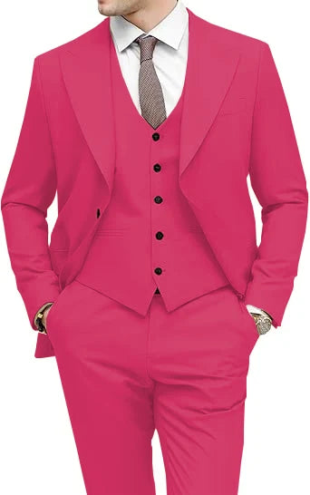 Men's 3-Piece Slim Fit Peak Lapel Suit Set — product view
