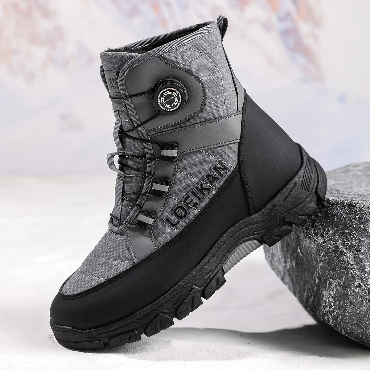 Bottes d’hiver montantes pour homme à lacets avec fermeture à molette