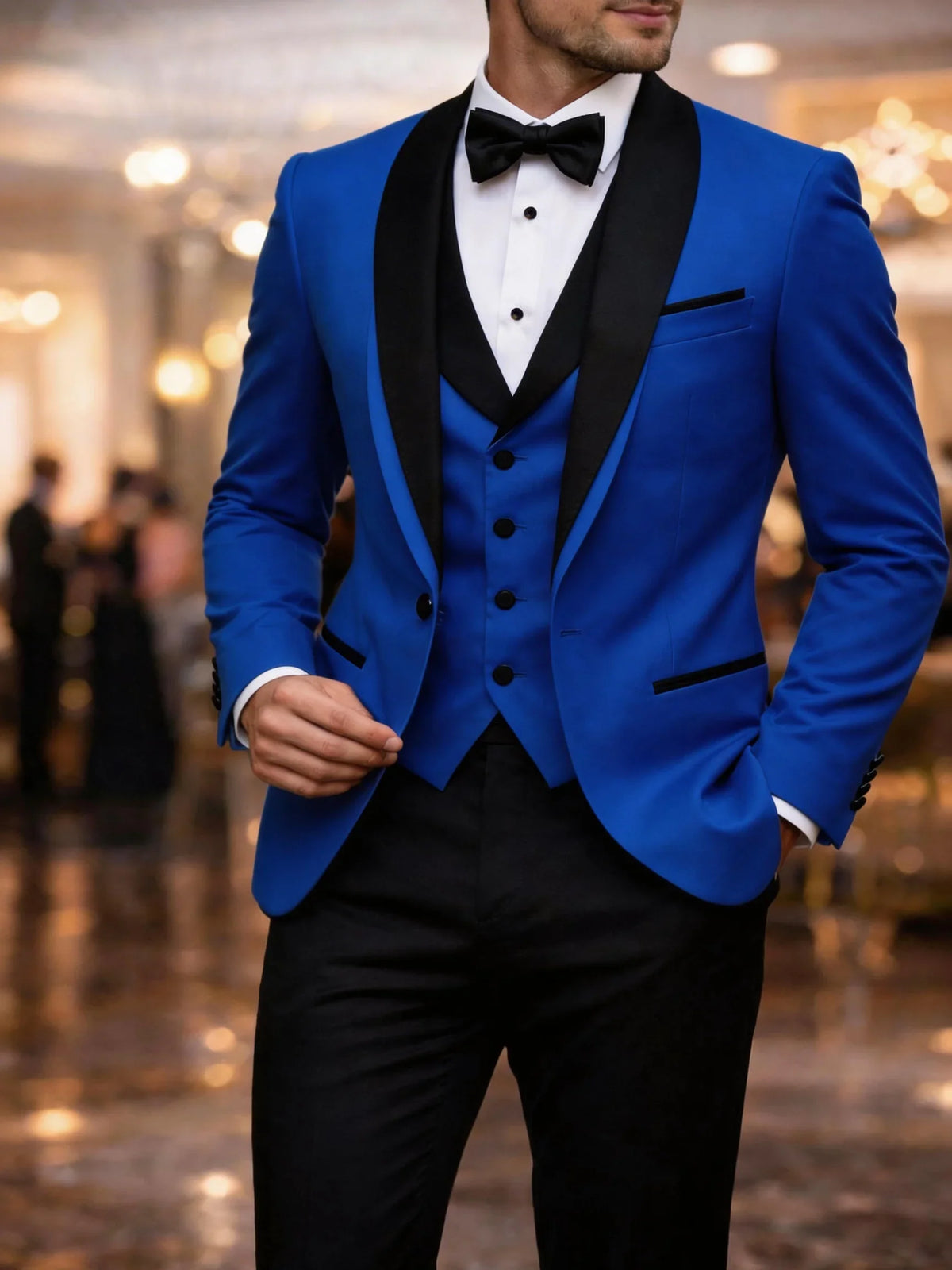 Men's Colour-Block Three-Piece Suit