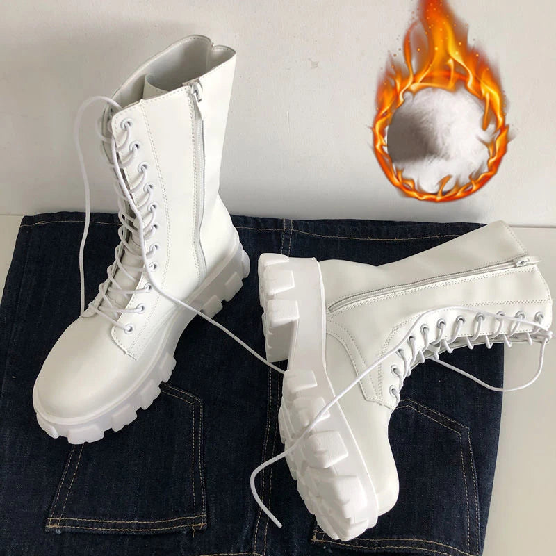 Women's Mid-Calf Lace-Up Platform Boots — product view