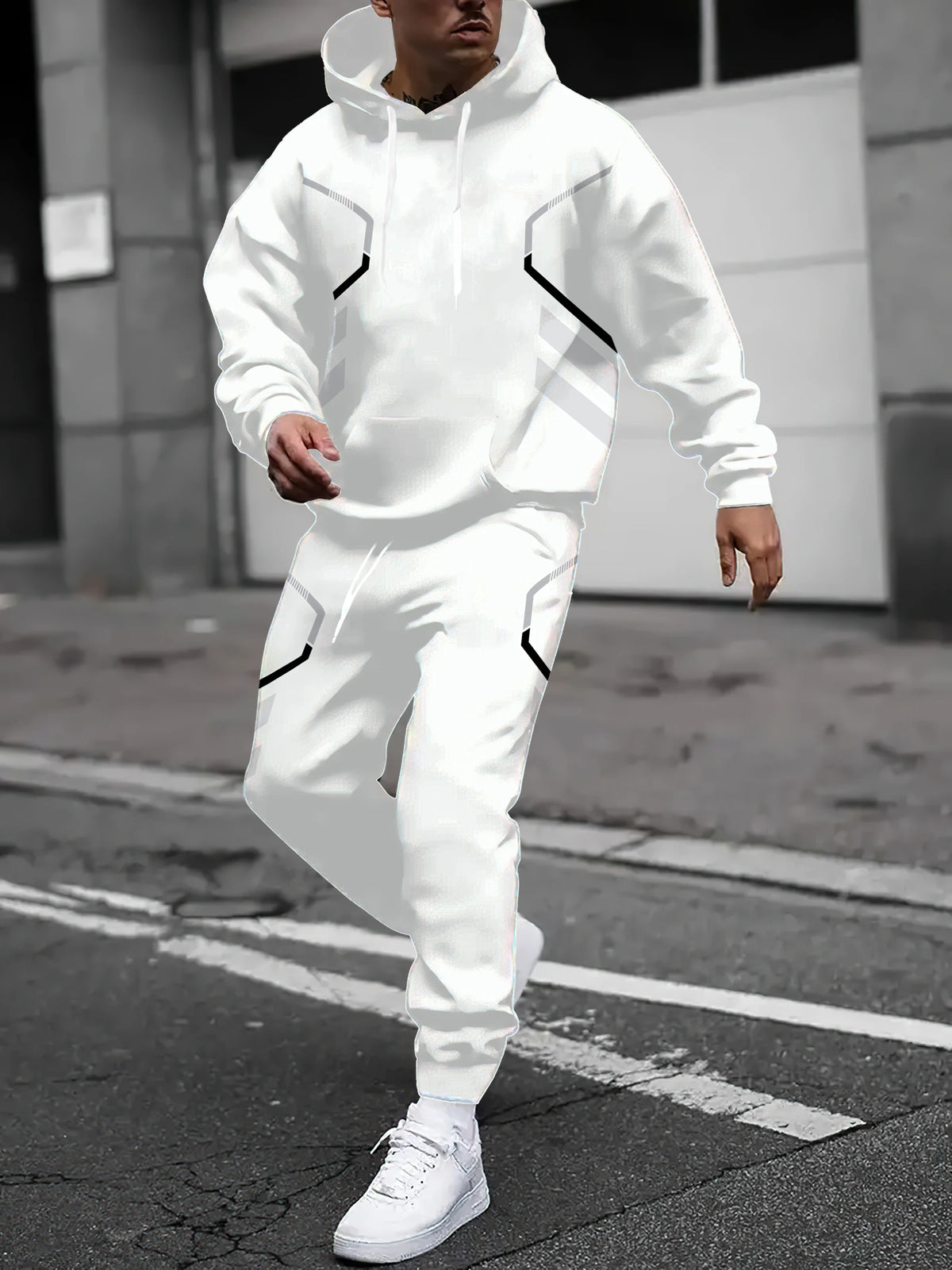 Men's Graphic Print Hoodie & Pants Set
