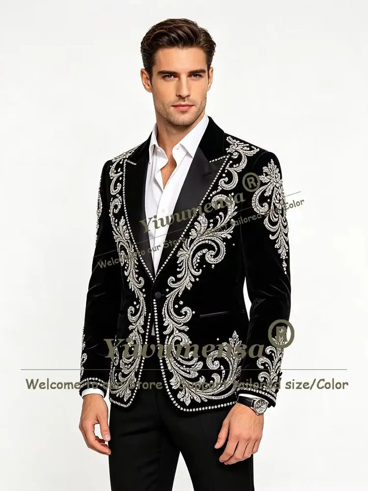 Men's Velvet 2-Piece Slim Fit Suit Set — product view