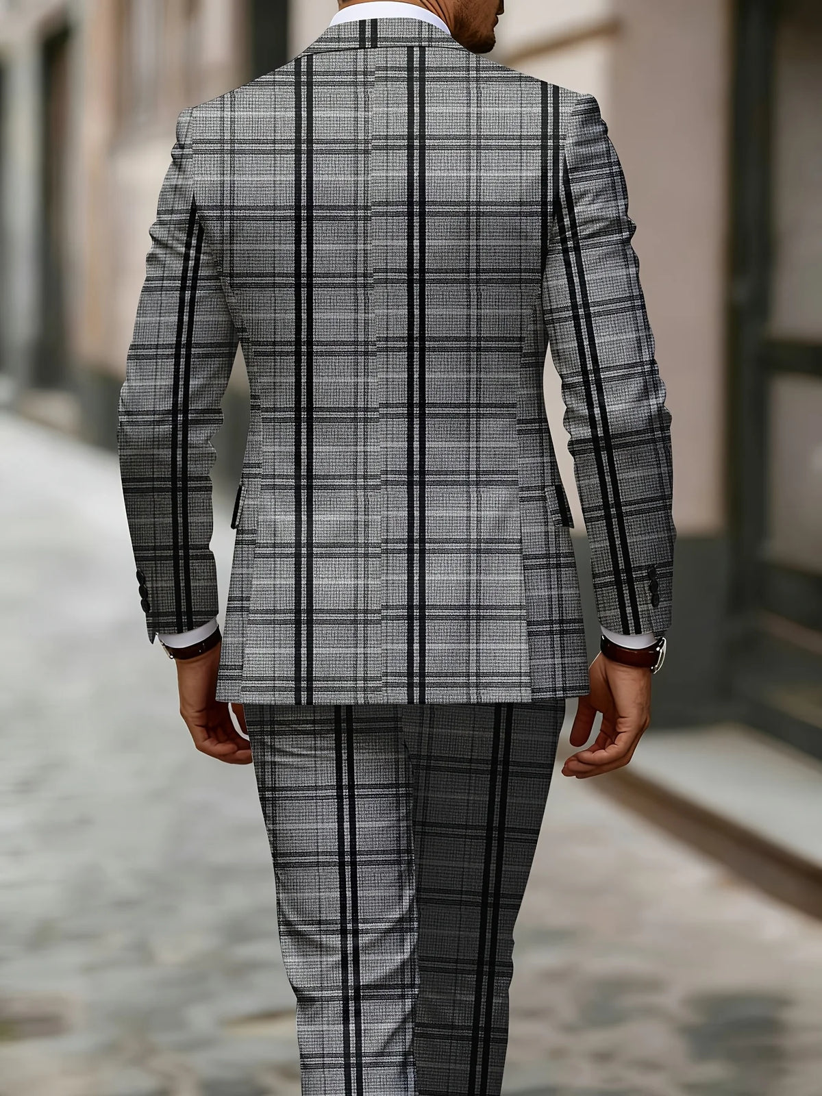 Men's Grey Plaid Suit Set — product view