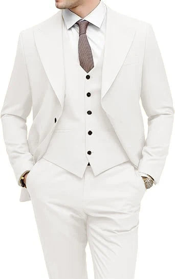 Men's 3-Piece Slim Fit Peak Lapel Suit Set — product view
