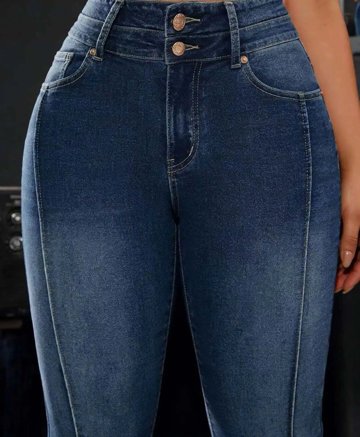 Women's High-Waist Straight-Leg Stretch Jeans — product view