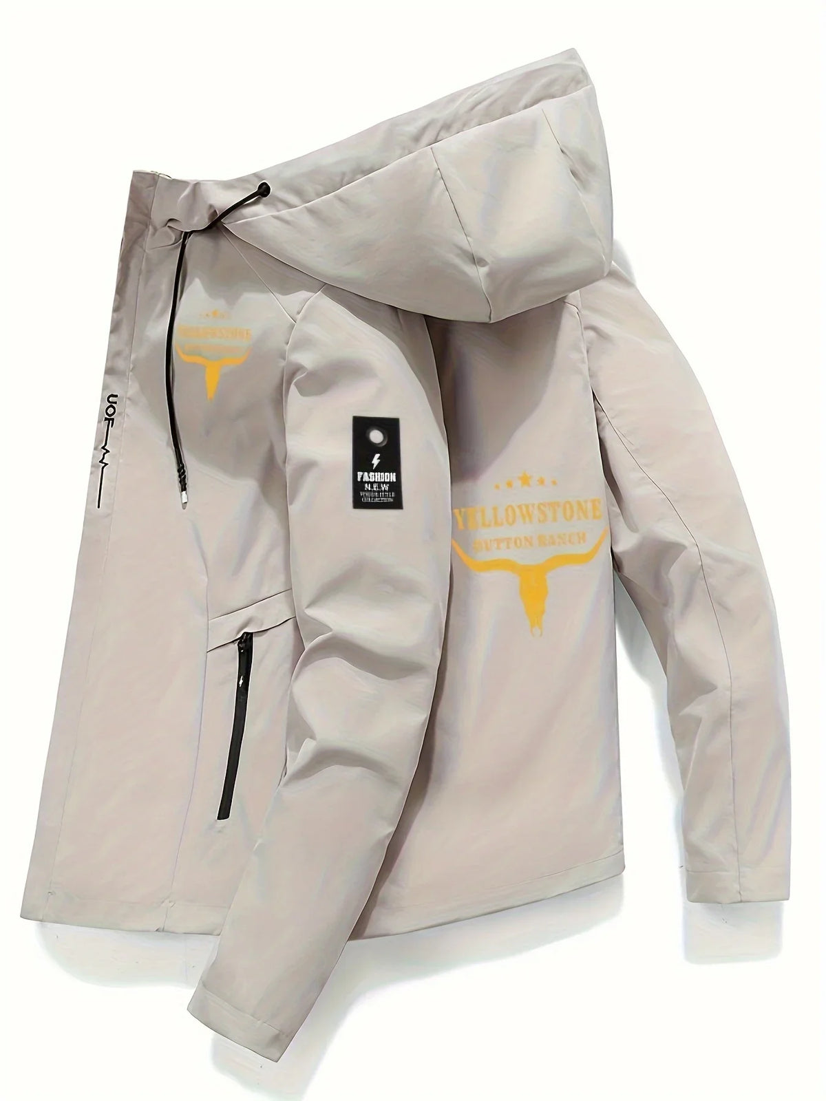Men's Graphic Print Hooded Zip-Up Jacket