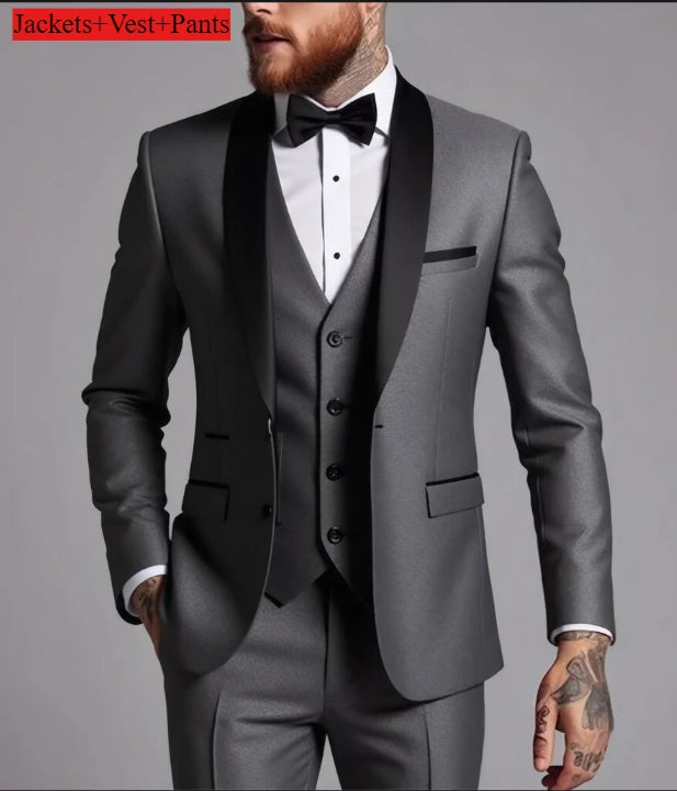 Men's Slim-Fit Notched Lapel Suit Set — product view