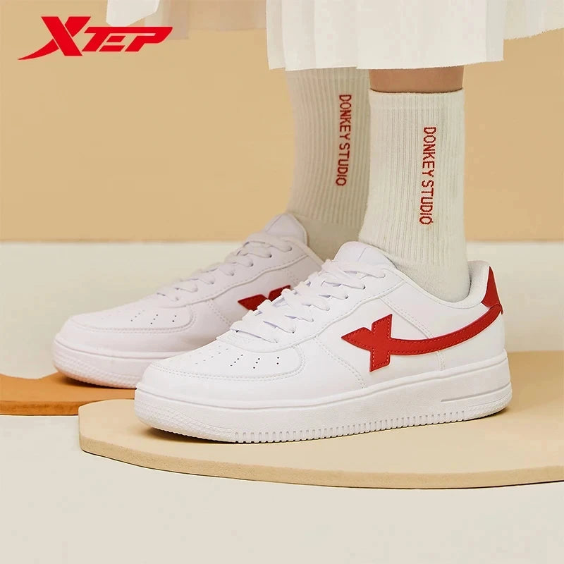 Unisex White Lace-Up Skate-Style Sneakers — product view