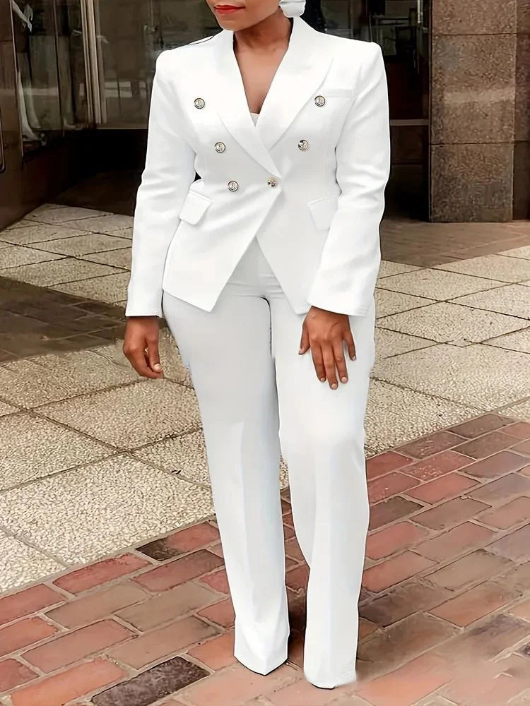 Women's Plus-Size Double-Breasted Suit Set
