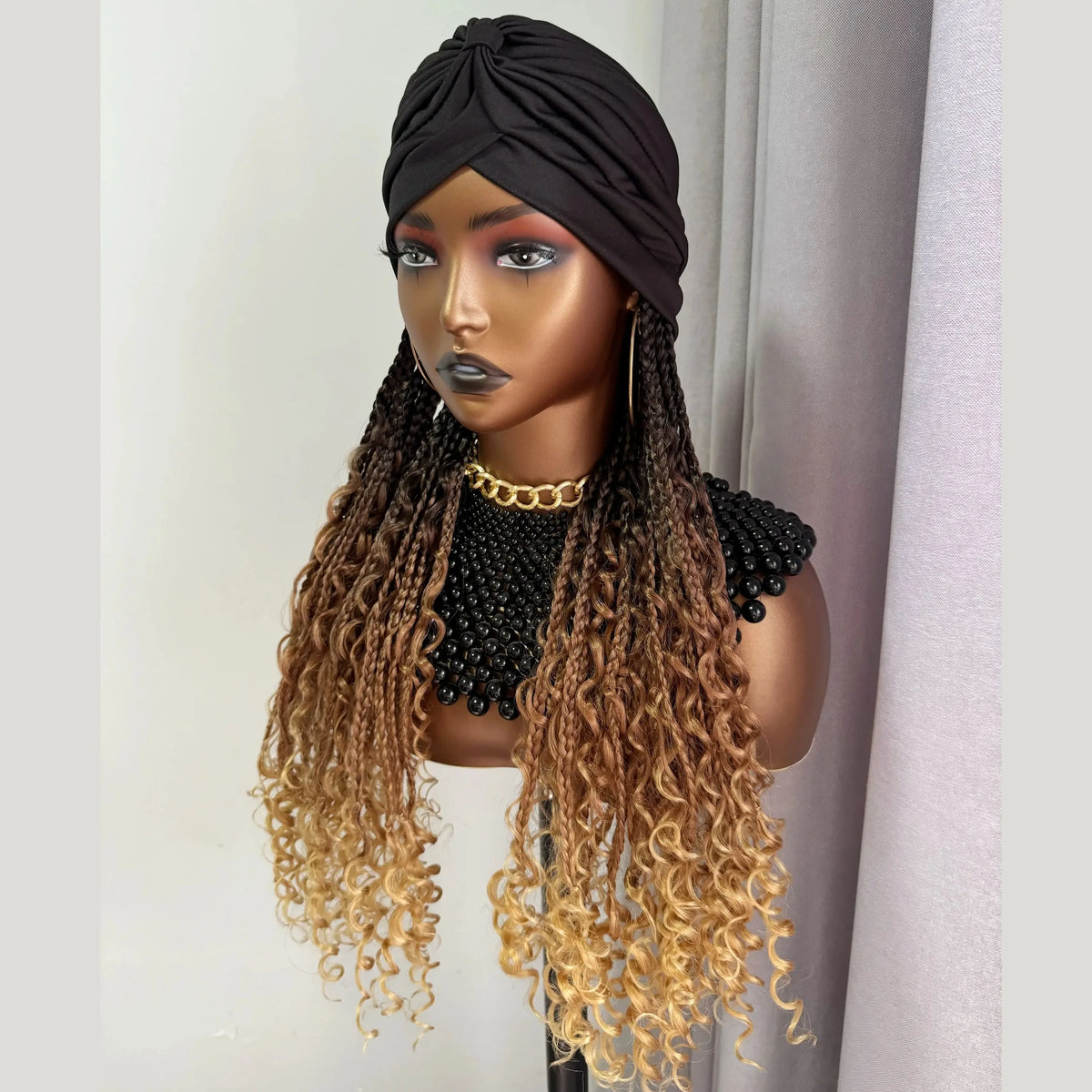 18“ Ombre Brown Honey Blond Boho Box Braided Headband Synthetic Wig - OSASCO