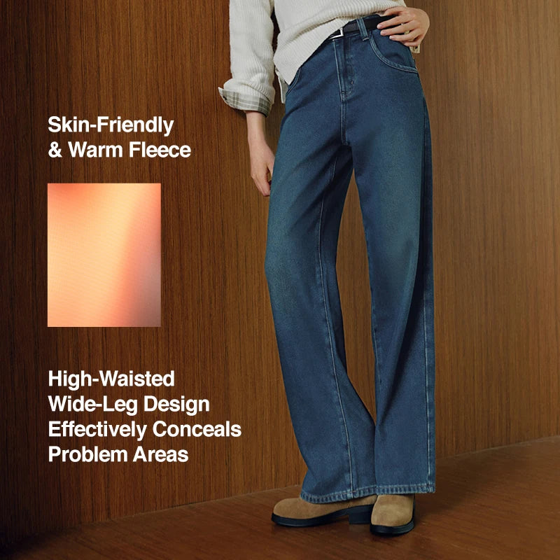 Women's Winter High-Waist Wide-Leg Jeans — product view