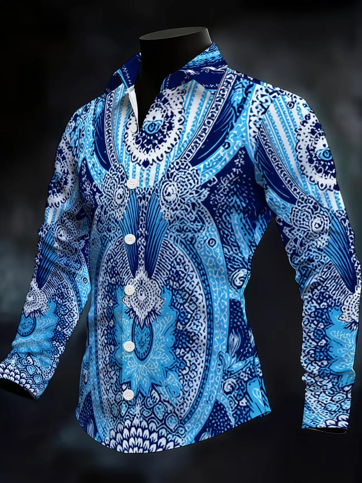 Men's Striped Long-Sleeve Casual Shirt