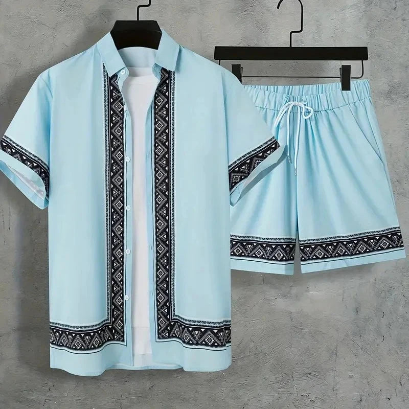 Men's Animal Print Top & Shorts Set