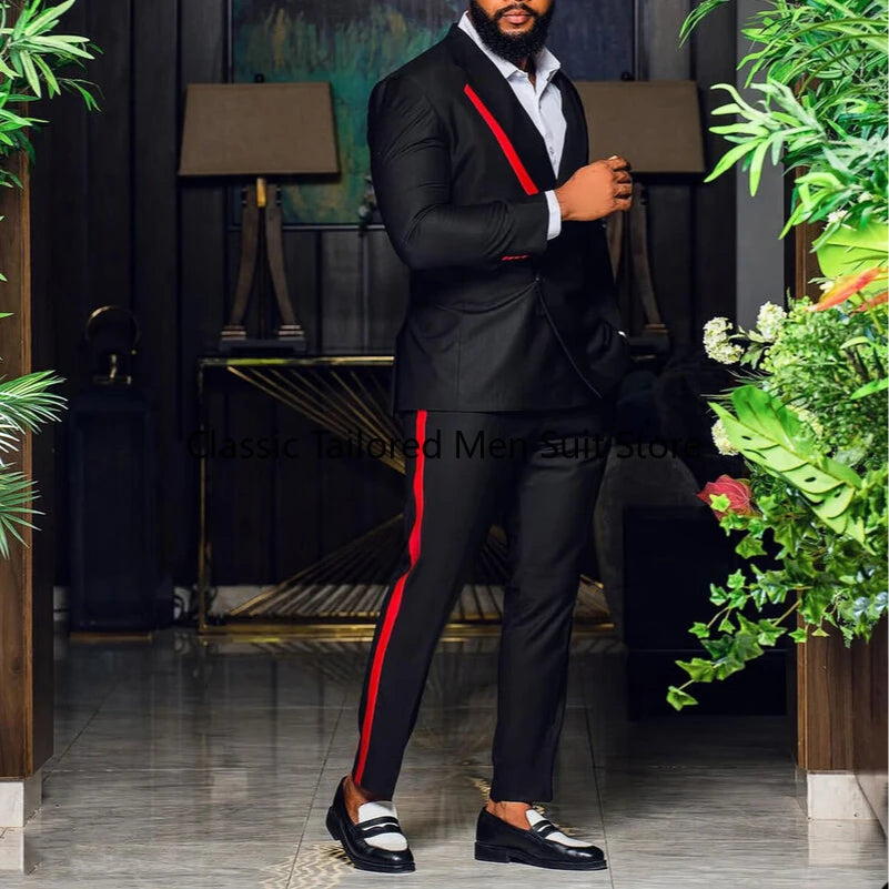 Men's Black 2-Piece Slim Fit Shawl Lapel Suit Set — product view