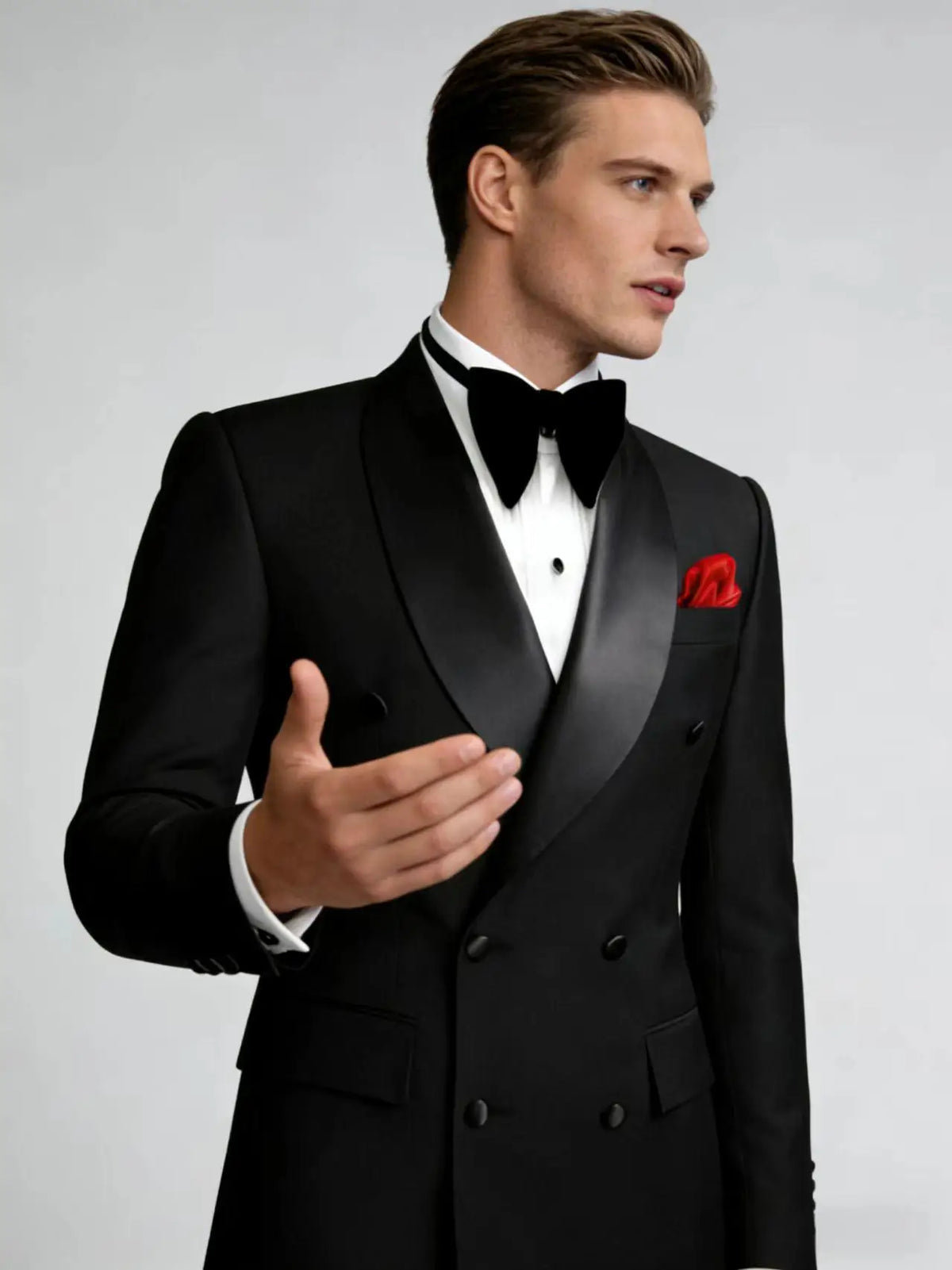 Men's Slim-Fit Double-Breasted Shawl Lapel Suit Set — product view